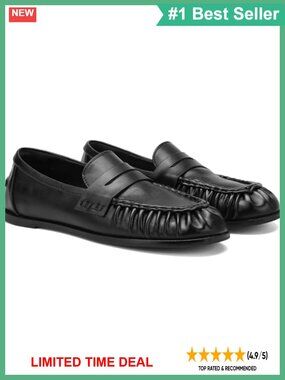 Ruched Penny Loafers Faux Leather Slip On Flats Memory Foam Work Shoes